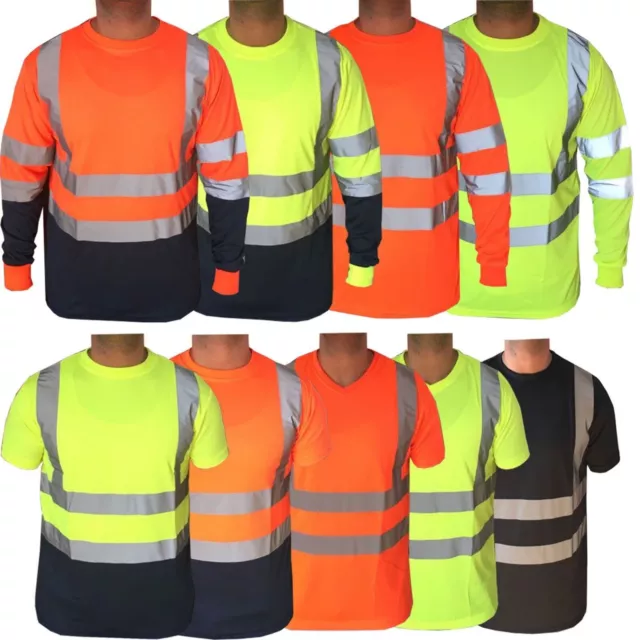 Hi Viz Vis High Visibility Safety Security T Shirt Work Wear Top Tee Big Sizes