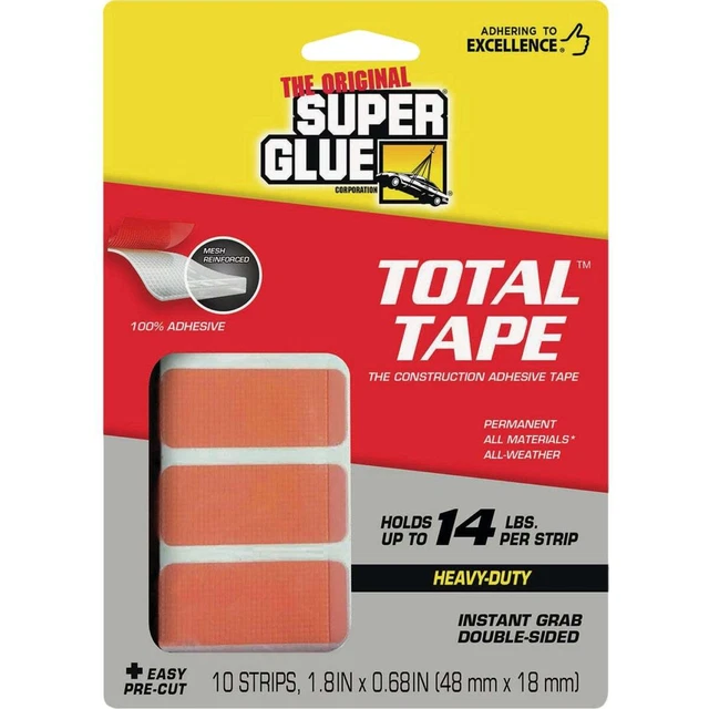Cinta total Super Pegamento tira precortada (10 unidades) 11710507 cinta total súper pegamento