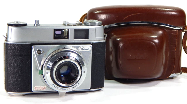 KODAK RETINETTE 1A + ESTUCHE DE CUERO HECHO EN ALEMANIA 35mm CORTADOR DE CÁMARA DE PELÍCULA