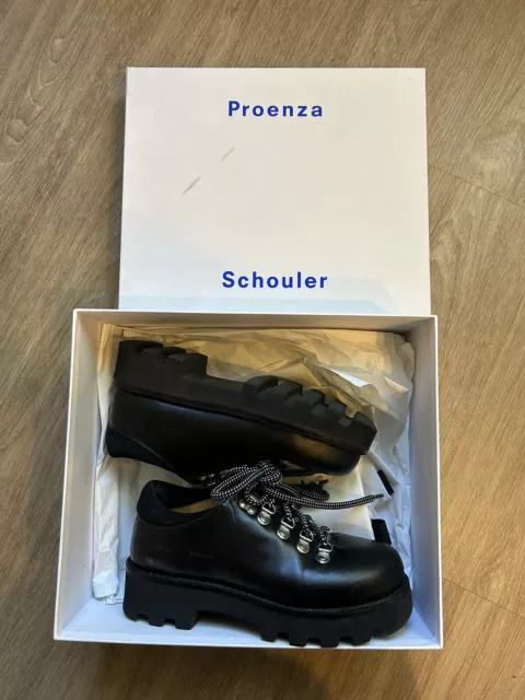Proenza Schouler Black Leather Hiking Boots Size 37