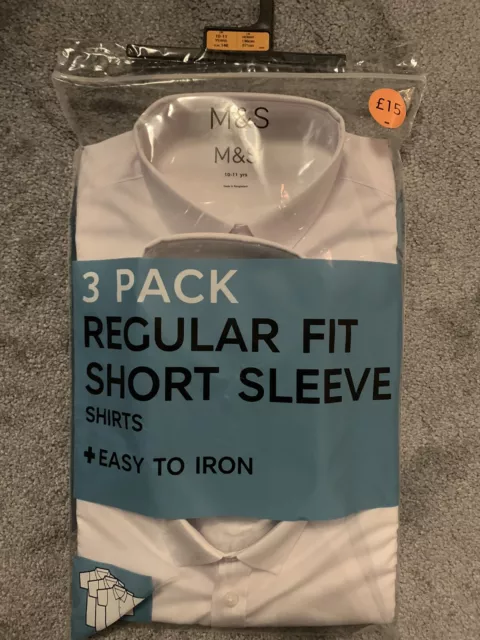 m&s boys short sleeve school shirts 3 pack age 10-11