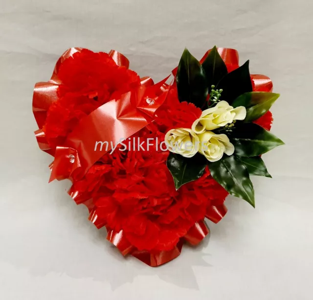 Artificial Silk Funeral Heart Wreath Tribute Flower Memorial Rose Mum Nan