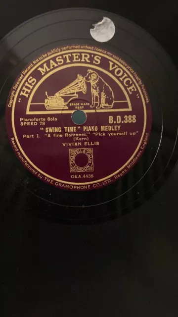 Rare 78rpm record, V, VIVIAN ELLIS : Swing Time , HMV B.D.388