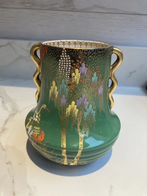 Carlton Ware Vert Royale Double Handled Vase, In Excellent Vintage Condition.