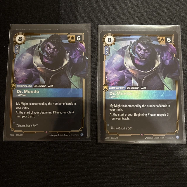RIFTBOUND LEAGUE OF Legends Origins Dr. Mundo, Expert Rare Foil 109/298 ...