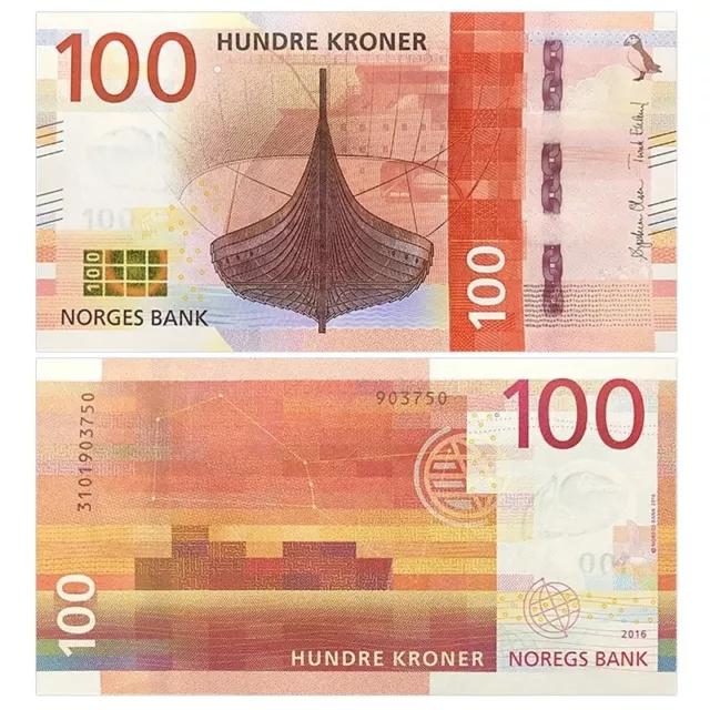 [Europe] Norway 100 Kroner, 2016-19, P-new100, Banknote, UNC