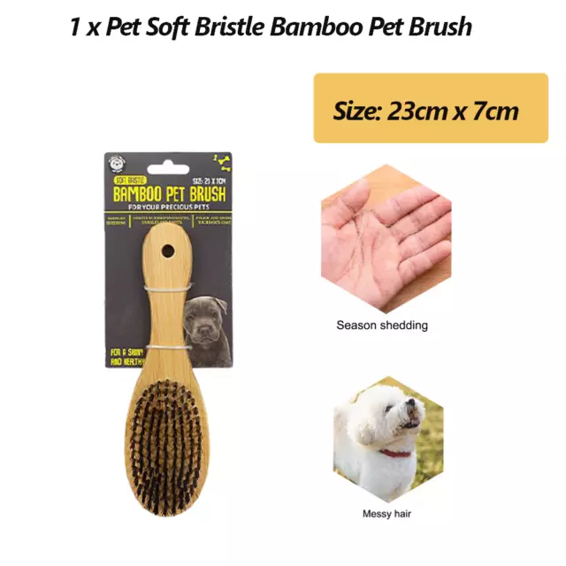 Pet Dog Bamboo Brush Soft Bristle Hair Fur Dirt Dust Remover Desheeding Brush