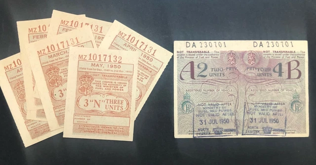 1950  Unused Vintage Motor Fuel - 2 Diff. Vouchers Coupons