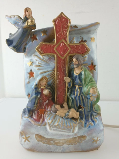 Lighted Ceramic Christmas Nativity Light Electric Lamp Decoration Night Light