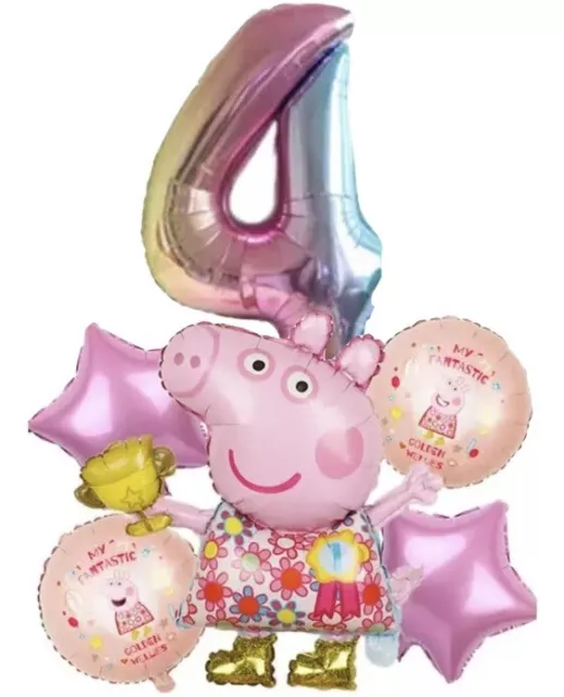 PEPPA PIG BALLOON SET Golden Wellies for 4th Birthday Party Decoration Age 4