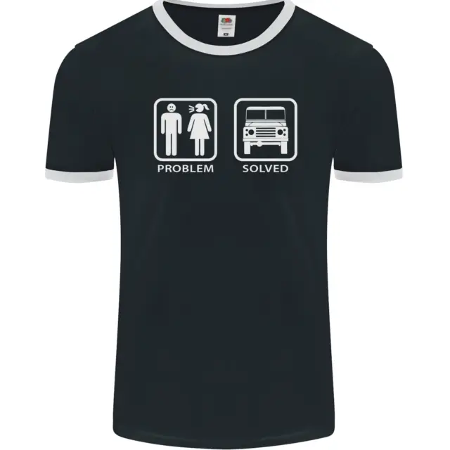 T-shirt Ringer da uomo 4x4 Problem Risolved Off Roading Road fotol