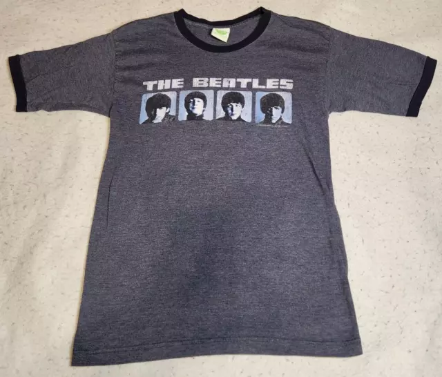 The Beatles Mens T-Shirt Size M Gray 2005 Head Shots Band Music Short Sleeve