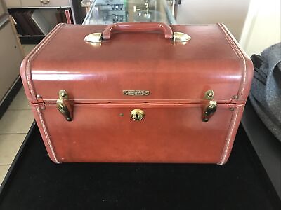 Vintage Samsonite Suitcase Camel Brown Luggage Train Travel Shwayder Case Used