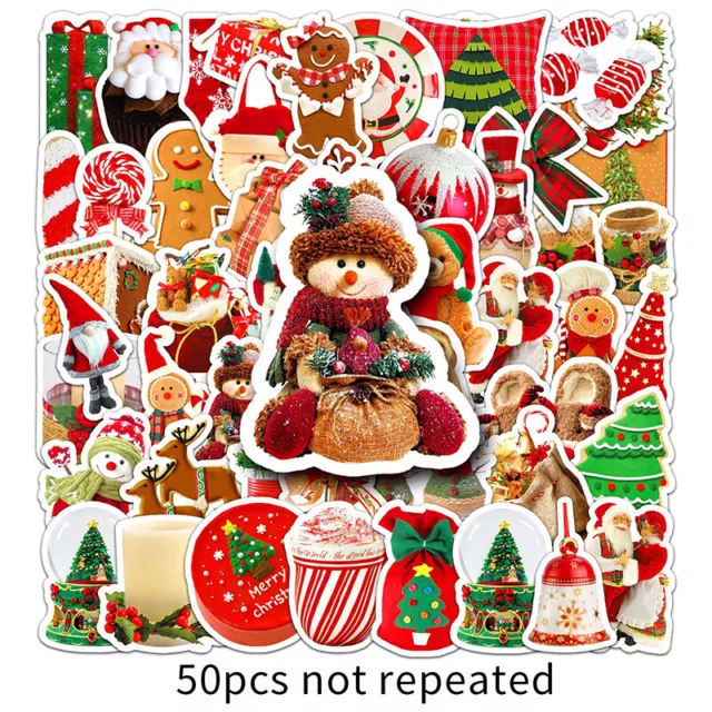 50PCS INS Style Christmas Cartoon Stickers DIY Bike Travel Luggage Cute Decals