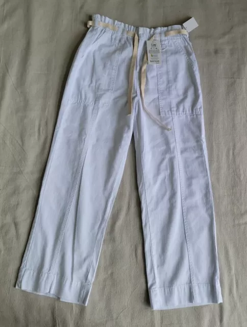 Kensie Womens 8/29 28x26.5 Pants Ella Straight White High Rise Belted Boho NEW