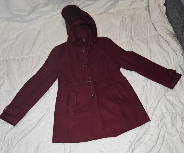 Kenneth Cole Reaction Women’s Coat Wool Blend Cranberry Burgundy Size 8 NICE!