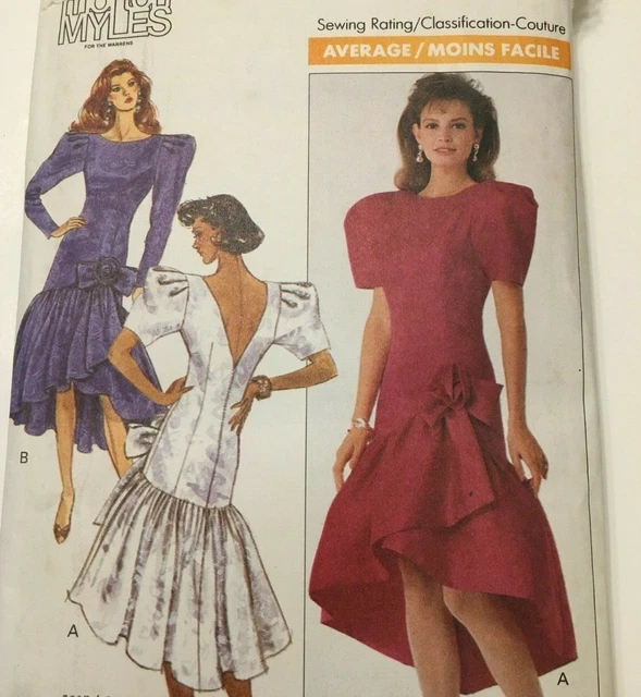 Butterick Sewing Pattern 3017 Misses Prom Party Dress Hi Low Hem 1980s UC