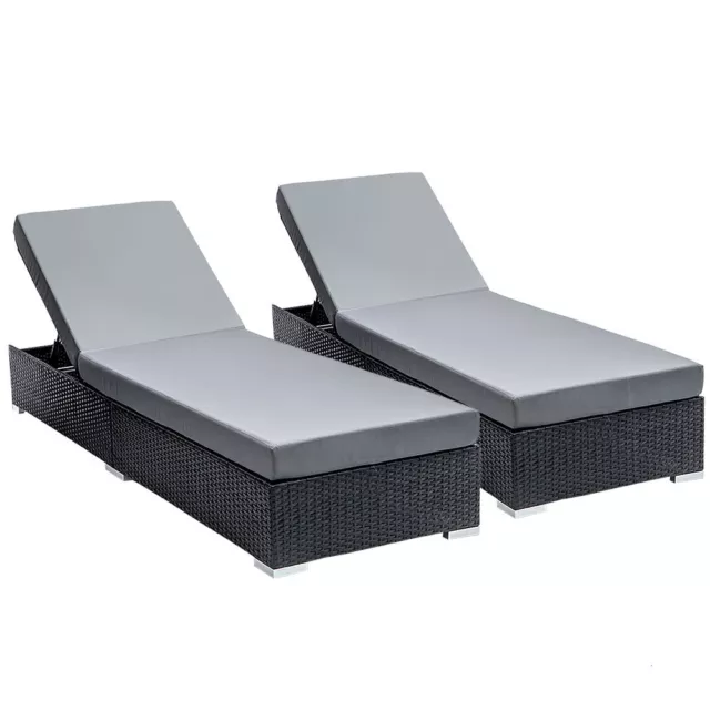 Gardeon Sun Lounge Wicker Lounger Outdoor Furniture Day Bed Rattan Garden 2pc