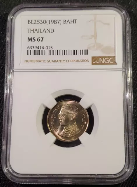 Be2530  1987 Thailand Baht Rama Ix  - Ngc Ms 67