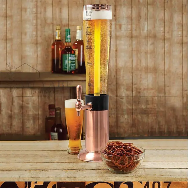 Refinery Beer Tower Beverage Bar Tube 2.6L Ice Drink Dispenser With Tap Copper