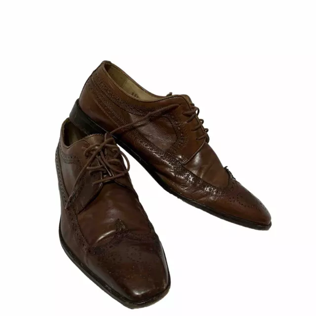 VINTAGE MAXIMO MIRELLA Brown Italian Wing Tip Brogues, Size 9M Made in ...