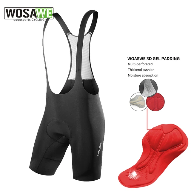 WOSAWE Men Cycling Bib Shorts Elastic  Racing Sport Bike Wear Bicycle 4D Padded
