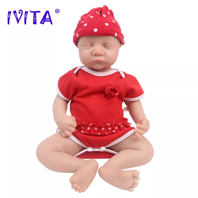 IVITA 17"Sleeping Boy and Girl Lifelike Newborn Full Silicone Reborn Baby Doll