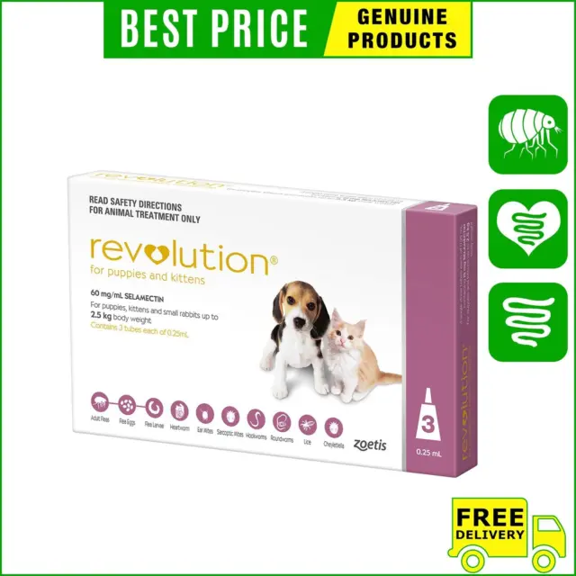 Revolution 3 Pipettes for Puppies & Kittens Upto 2.5Kg (Pink)
