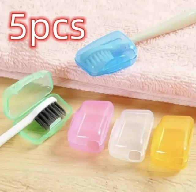 5 x Portable Toothbrush Head Covers Travel Camping Holder Brush Cap  Set UK