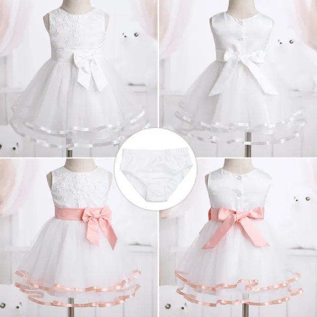 Baby Girls Dress Flower Princess Bridesmaid Wedding Gown Christening Party Skirt