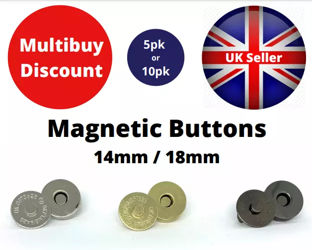 Magnetic Buttons Snaps Fasteners Clasp Handbag Bag Making Leathercraft 18mm/14mm