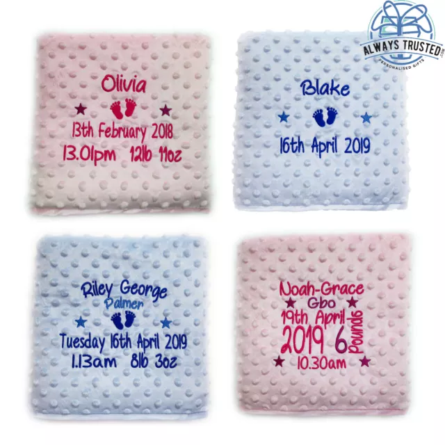 Personalised Baby Blanket Embroidered Luxury Bubble Feel  Gift