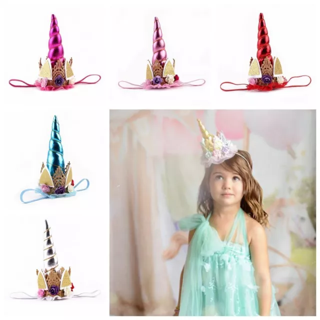 Halloween Chiffon Christmas Hair Band Baby Flower Headband Rainbow Unicorn Horn