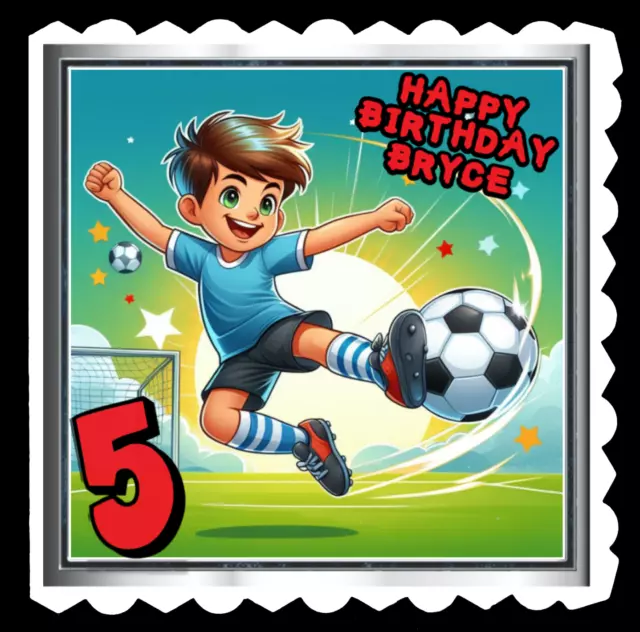 Soccer boys personalised name and age handmade 3D Birthday card Son Grandson