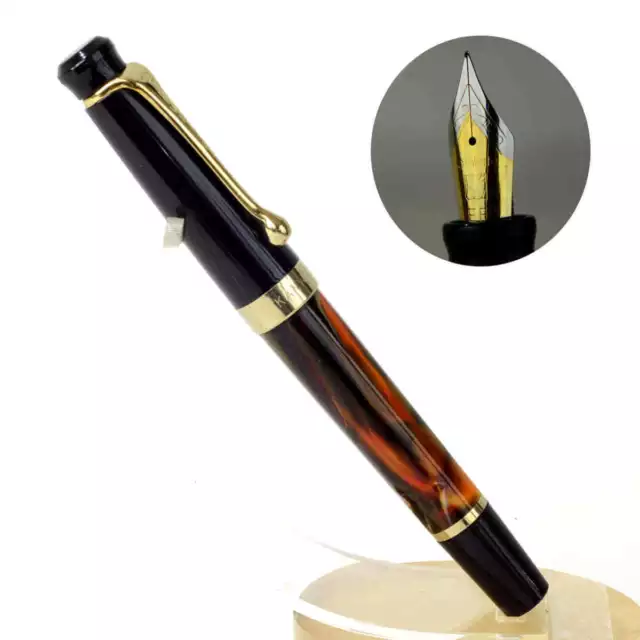 Stylo plume à piston avec corps à jet de feu - plume extra fine - Kanwrite