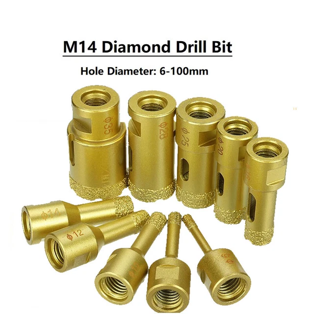 1Pc 6-120mm Diamond Drill Bit M14 Thread Sintering Wet Hole Saw Marble Opener For Granite Ceramic Tile Concrete - 1420
