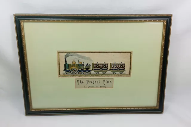 Antique 'The Present Time' Stevengraph silk Embroidery Early Railway Textile