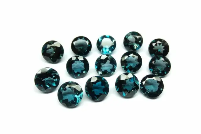 Wholesale Lot 4x4mm Round Faceted Cut- Natural London Blue Topaz Loose Gemstones