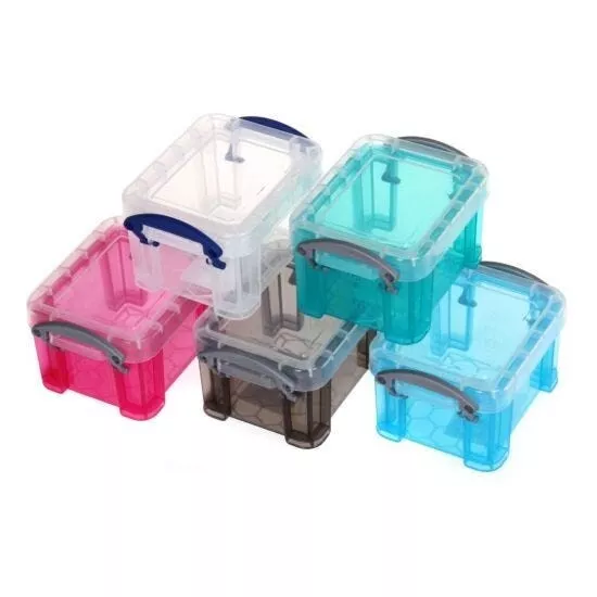 0.14 Litre Really Useful Boxes, 10 Pack, Assorted Colours, Small Plastic Storage