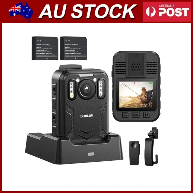 BOBLOV B4K2 4K Police Body Camera with GPS 2*3000mAh 14-16hrs Video Camera 128GB