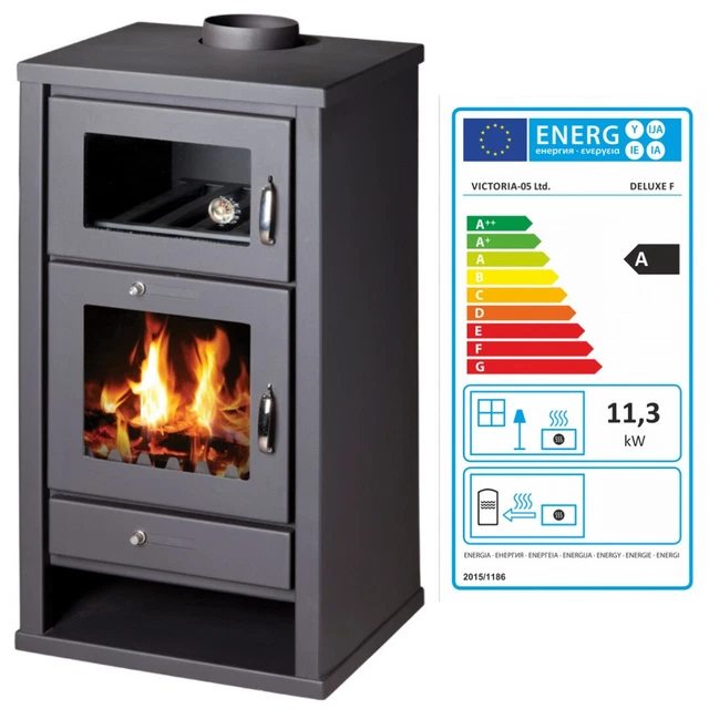 Poêle à bois de Cuisine Verso CS - 7,7 kW avec Four en Inox, Plaque