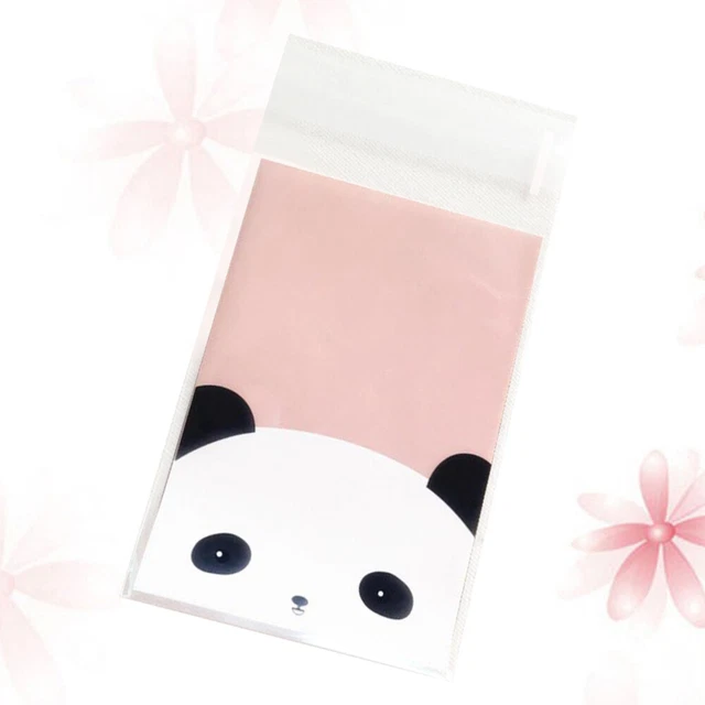 100 piezas White Panda Prints bolsa para galletas Candy Bag Biscuit Lock Bag autoadhesiva