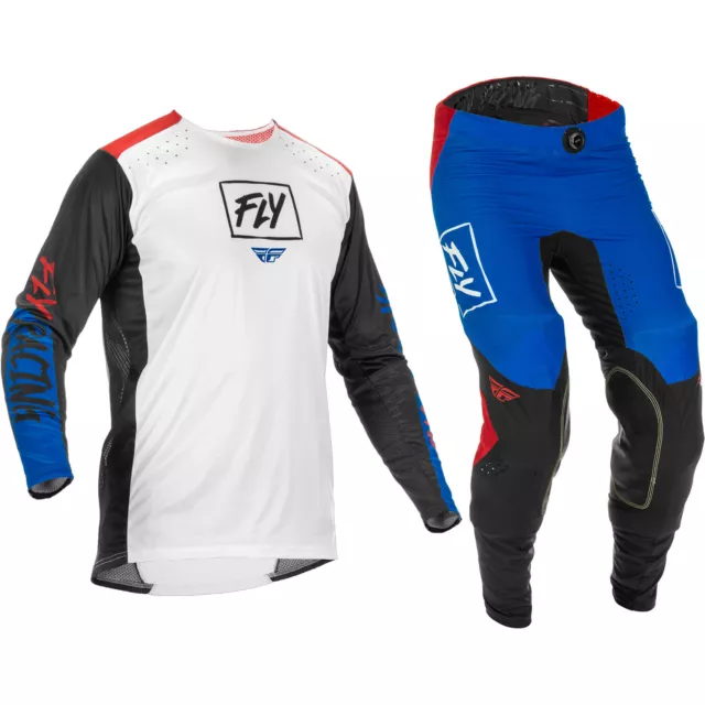 Fly Course Motocross MX Kit Pantalon Jersey Lite - Rouge / Blanc/Bleu/Noir