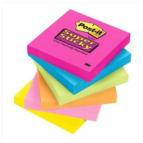 100 Sheets Post-It Notes 75mm Sticky Pop Up Office Cute Tabs Neon Pink Square