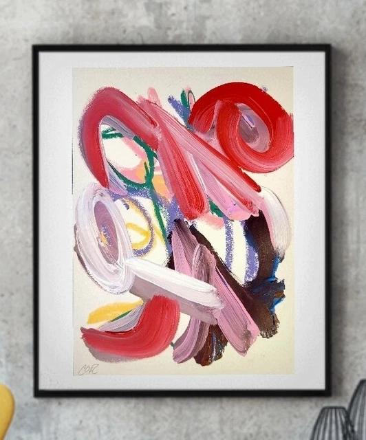 Corbellic Abstract Art Painting 12X9 Home Wireless Contemporary Modernism Red