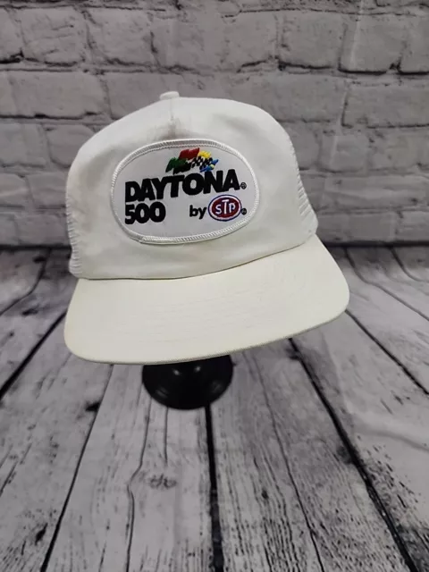 VINTAGE NASCAR DAYTONA 500 White Snapback Hat Patch $19.95 - PicClick