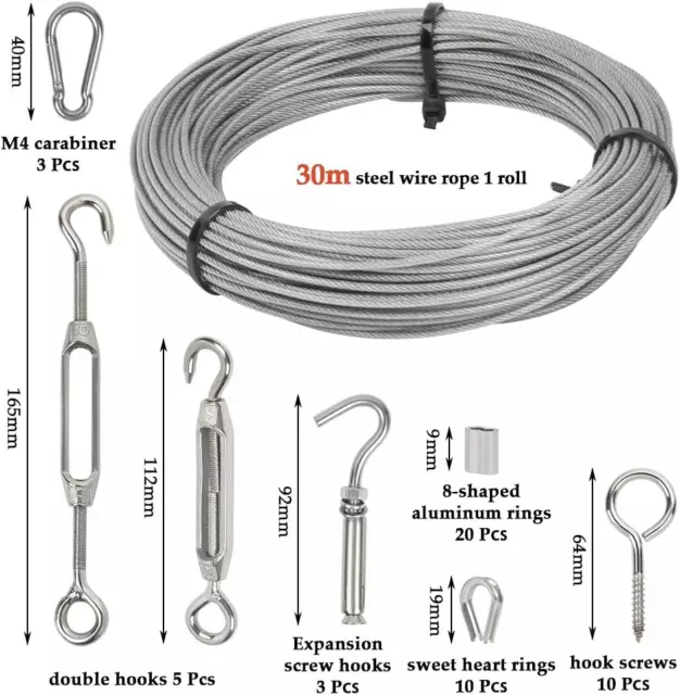 FOROREH 30M Gartendraht für Kletterpflanzen Spannschnalle Drahtspanner mit... 2