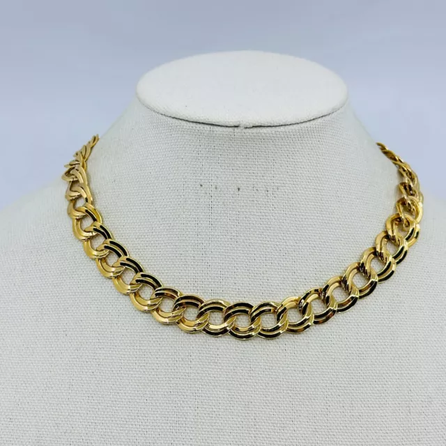 VTG Necklace Gold Tone Double Chain Link Estate Costume Jewelry 1980s Classic