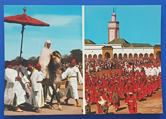 Postkarte AK  Hassan II, mit seinem Gefolge. Rabat Marokko Nordafrika um 1995
