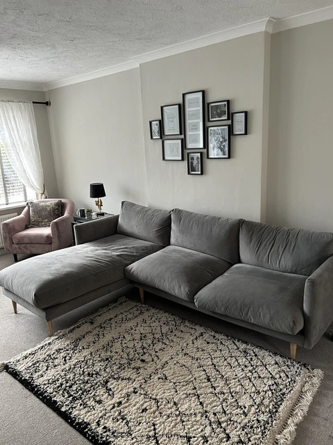 Swoon Luna Corner Sofa Grey Velvet